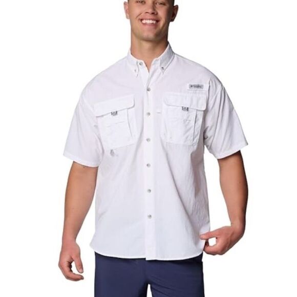 Columbia PFG white short sleeve button up fishing shirt - XL - Picture 1 of 9